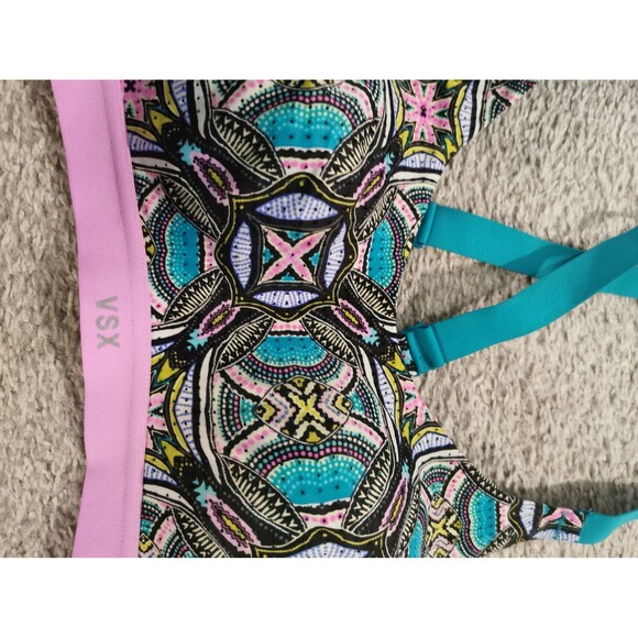 Victoria's Secret VSX Sport green pink white black multicolor Sports Bra 34 B - Picture 3 of 6